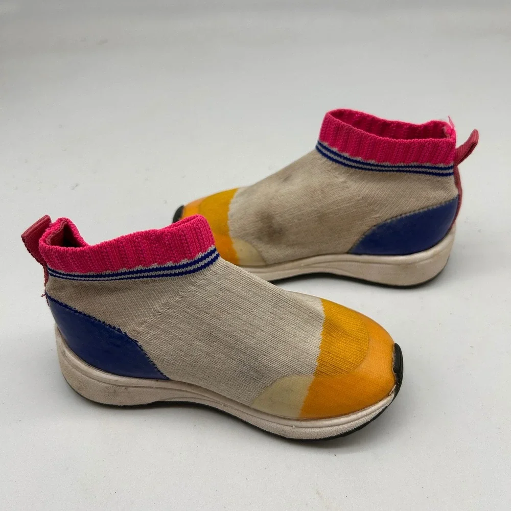 Zara Baby Toddler Sock Sneakers‎ Colorblock Beige Pink Blue Yellow Size 20
